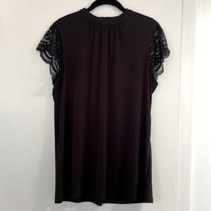 Torrid Nock Neck Lace Sleeve Black Short Sleeve Top Size 0X / Size L - NEW